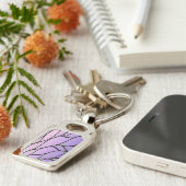 Parelmoer Paarse Creative Leave Pattern Sleutelhanger (Zijkant)