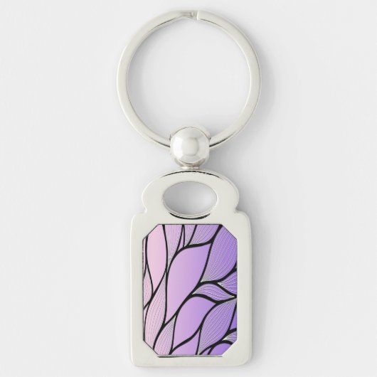 Parelmoer Paarse Creative Leave Pattern Sleutelhanger (Voorkant)