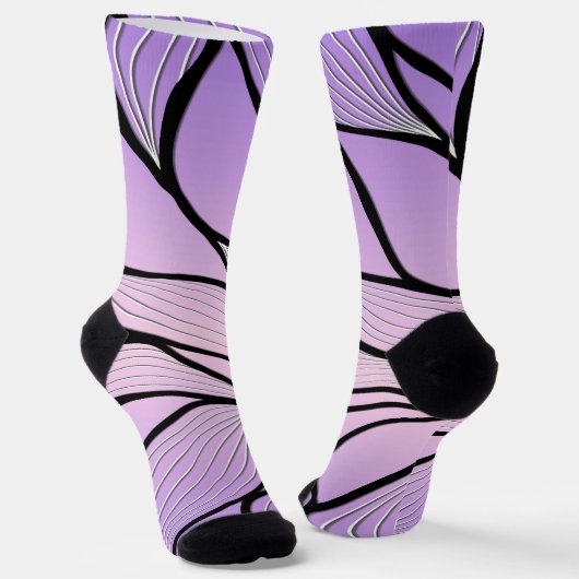 Parelmoer Paarse Creative Leave Pattern Sokken (Gebogen)