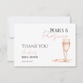 Parelmoer & Prosecco Roze Bruidsdouche Bedankkaart (Voorkant)
