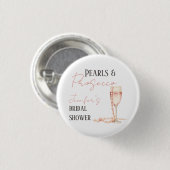 Parelmoer & Prosecco Roze Bruidsdouche Ronde Button 3,2 Cm (Voorkant /achterkant)