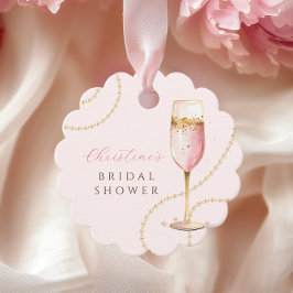 Parelmoer Prosecco Roze Goud Bruidsuitnodiging Bedankjes Labels