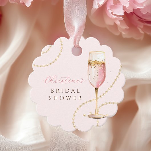 Parelmoer Prosecco Roze Goud Bruidsuitnodiging Bedankjes Labels