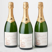 Parelmoer & Prosecco Wijnfles Etiket | Bruiloft (Flessen)