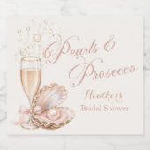 Parelmoer & Prosecco Wijnfles Etiket | Bruiloft (Enkel label)