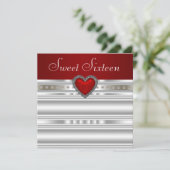 Parelmoer Rode Hart Sweet Sixteen Verjaardag Kaart (Staand voorkant)