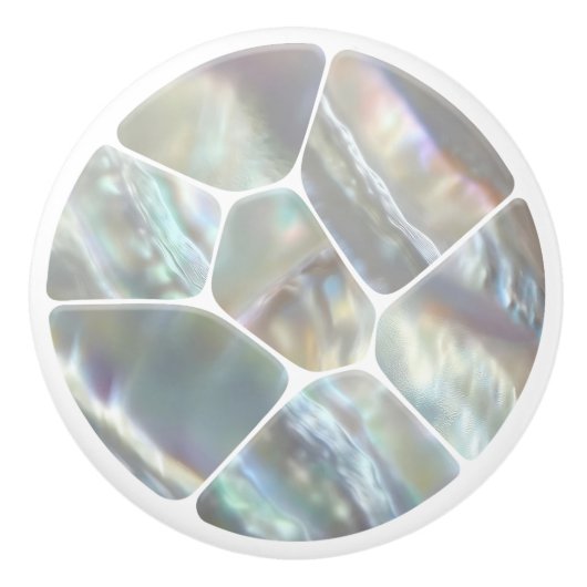 Parelmoer - Voronoi Cells Mosaic Keramische Knop (Voorkant)