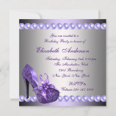 Parelmoeren Paarse Hoge Hakken Schoenen Verjaardag Kaart (Achterkant)