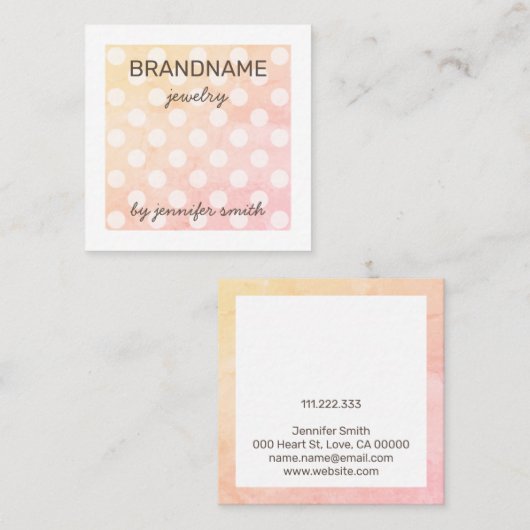  parelroze pokkenjuwelen vierkante visitekaartje (Voorkant / Achterkant)