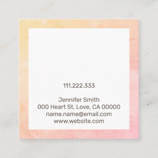 parelroze pokkenjuwelen vierkante visitekaartje (Achterkant)