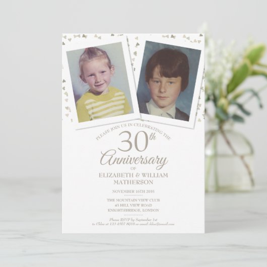 Parels 30e huwelijksjubileum kinderfoto's kaart (Staand voorkant)
