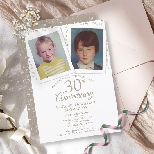 Parels 30e huwelijksjubileum kinderfoto's kaart