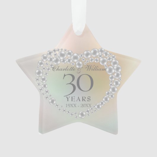 Parels 30e huwelijksverjaardag ornament (voorkant)