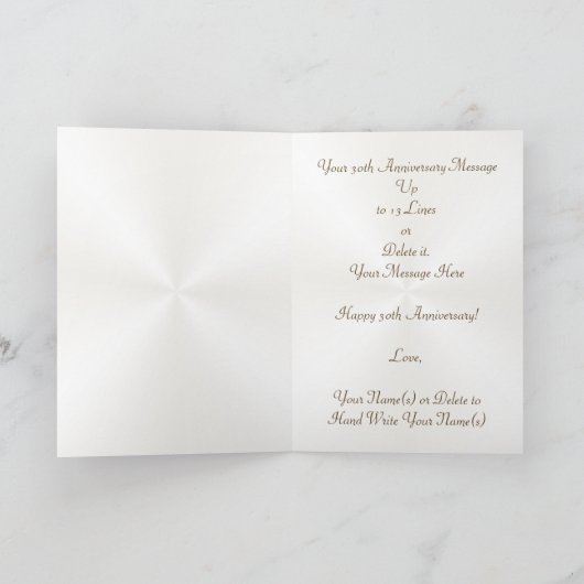 Parels 30e trouwdag kaarten, Persoonlijk Kaart (Binnen)