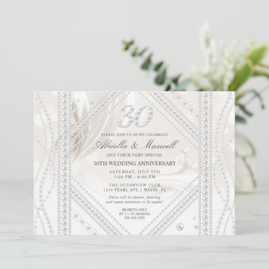 Parels 30e verjaardagsfoto kaart (Staand voorkant)