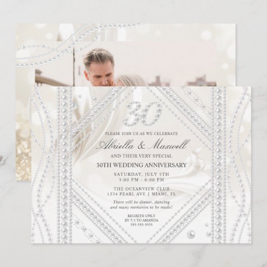 Parels 30e verjaardagsfoto kaart (Voorkant / Achterkant)