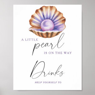Parels baby shower - Dranken Poster