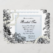 parels blauw bruids thee kaart (Voorkant / Achterkant)