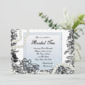 parels blauw bruids thee kaart (Staand voorkant)