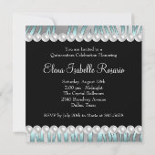 Parels Blauwgroen Blauw Zebra Quinceanera Uitnodig Kaart (Achterkant)