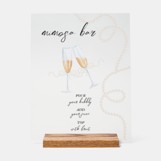 Parels, bloemblaadjes en prosecco | Mimosa Bar Dou Acryl Bord (Voorkant)