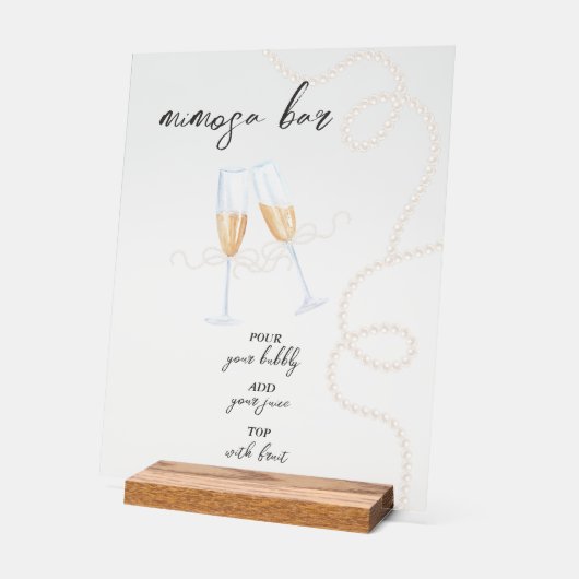 Parels, bloemblaadjes en prosecco | Mimosa Bar Dou Acryl Bord (Hoek)