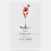 Parels, bloemblaadjes en Prosecco Vrijgezellenfees Acryl Bord (Voorkant)