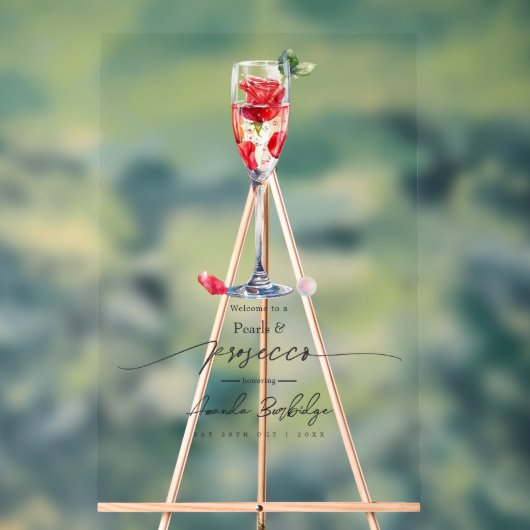 Parels, bloemblaadjes en Prosecco Vrijgezellenfees Acryl Bord (Neutraal)