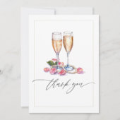 Parels, bloemblaadjes en Prosecco Vrijgezellenfees Bedankkaart (Voorkant)