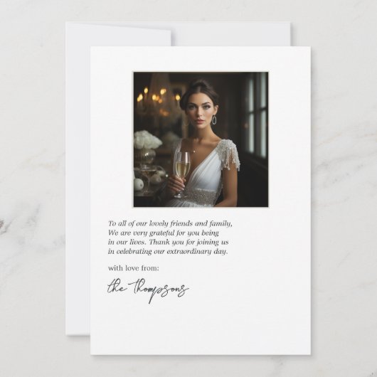 Parels, bloemblaadjes en Prosecco Vrijgezellenfees Bedankkaart (Achterkant)