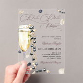 Parels bloemblaadjes en Prosecco Vrijgezellenfeest Acryl Uitnodigingen (Insitu (Draagbaar))
