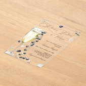 Parels bloemblaadjes en Prosecco Vrijgezellenfeest Acryl Uitnodigingen (Laagn)