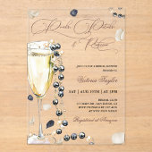Parels bloemblaadjes en Prosecco Vrijgezellenfeest Acryl Uitnodigingen (Voorkant)