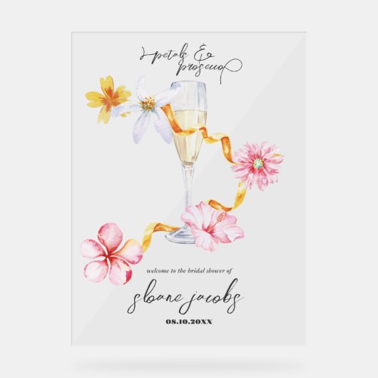 Parels, Bloemblaadjes & Prosecco | Bloemblaadjes W Acryl Bord (Voorkant)