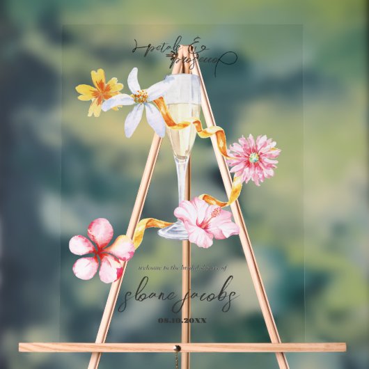 Parels, Bloemblaadjes & Prosecco | Bloemblaadjes W Acryl Bord (Neutraal)