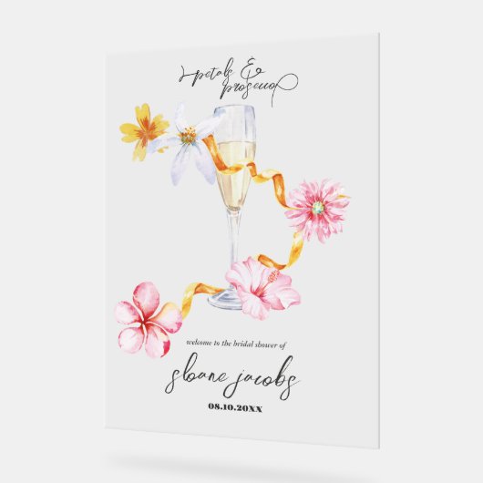 Parels, Bloemblaadjes & Prosecco | Bloemblaadjes W Acryl Bord (Hoek)