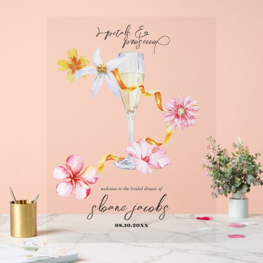 Parels, Bloemblaadjes & Prosecco | Bloemblaadjes W Acryl Bord (Huwelijk)