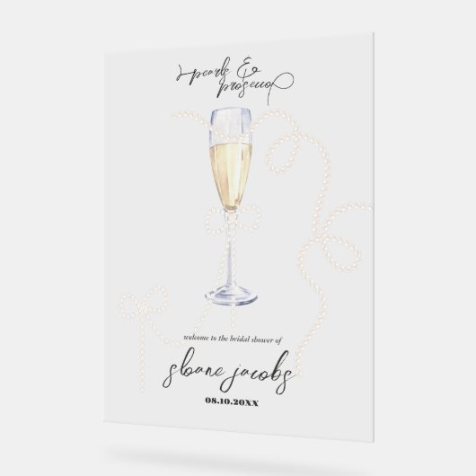 Parels, Bloemblaadjes + Prosecco | Bruidsfeest Par Acryl Bord (Hoek)