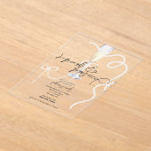 Parels, bloemblaadjes + Prosecco | Pearl Vrijgezel Acryl Uitnodigingen (Laagn)