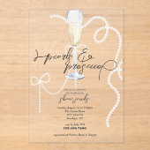 Parels, bloemblaadjes + Prosecco | Pearl Vrijgezel Acryl Uitnodigingen (Voorkant)