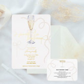 Parels, bloemblaadjes + Prosecco | Pearl Vrijgezel Folie Uitnodiging