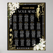 Parels Bloemen Art Deco Gatsby Roaring 20s Zitplaa Poster (Voorkant)