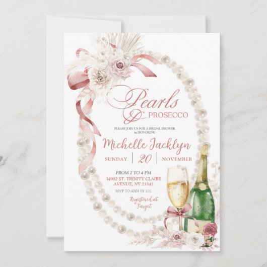 Parels Boho Bruiloft Uitnodiging (Voorkant)