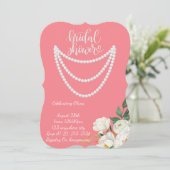 Parels bruids douche uitnodiging in roze (Staand voorkant)