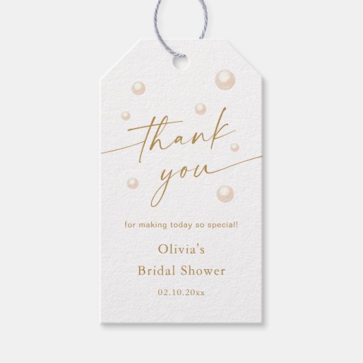 Parels Bruidsmeisje Uitnodiging Bedank Geschenklab Cadeaulabel (Voorkant)