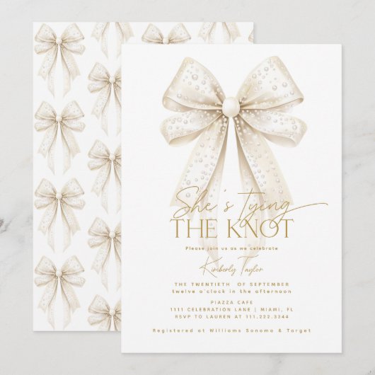 Parels buigen Ze bindt het knoop Vrijgezellenfeest Kaart (Voorkant / Achterkant)