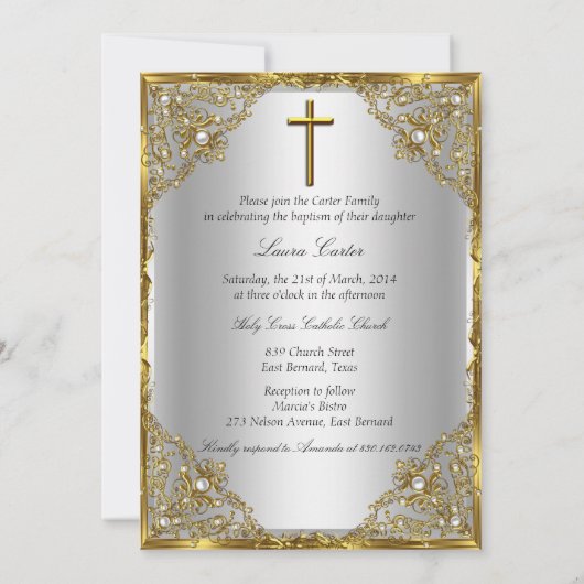 Parels Doopkruis Doop Zilver Goud Kaart (Achterkant)