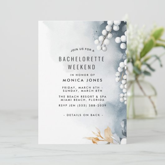 Parels en bloemen Bachelorette Weekendfeest Kaart (Staand voorkant)