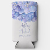 Parels en Blue Hydrangea Bruiloft Gasten Cadeaus Seltzer Blikjeskoeler (Voorkant)