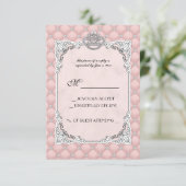 Parels en diamanten bruiloft roze glamoureuze RSVP (Staand voorkant)